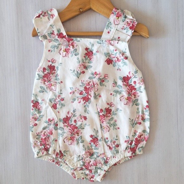Producto - Body Poplin Blanco con Flores Rojas