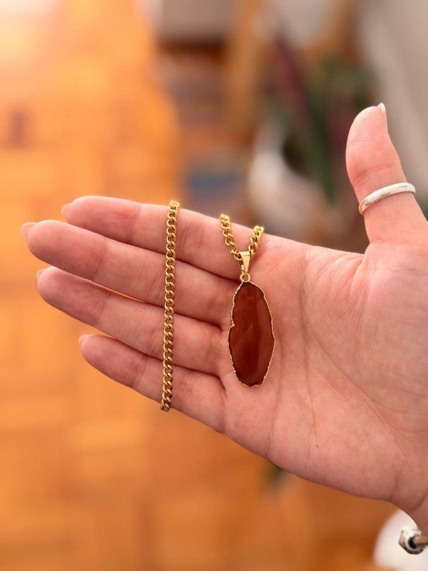 Producto - Collar Amor - Agata marrón con cadena AD 7