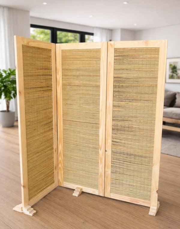 Producto - Biombo junco al natural con bases