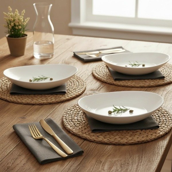 Producto - SET X 6 PLATOS HONDOS OVAL DE VIDRIO OPALINO 22CM EN CAJA - 0