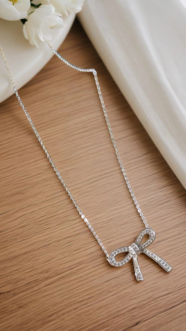 Producto - Cadena moño cúbics laminada en plata C189