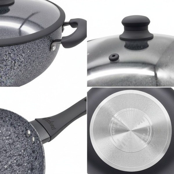 Producto - Bateria Hudson TOTAL BLACK GRANITO aluminio recubierto antiadherente 7 piezas - 3