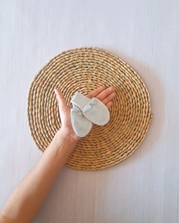 Producto - Manopla de Algodón Celeste Pálido