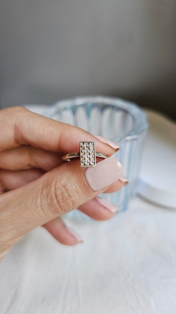 Producto - Anillo rectangular micropave 17mm. Plata
