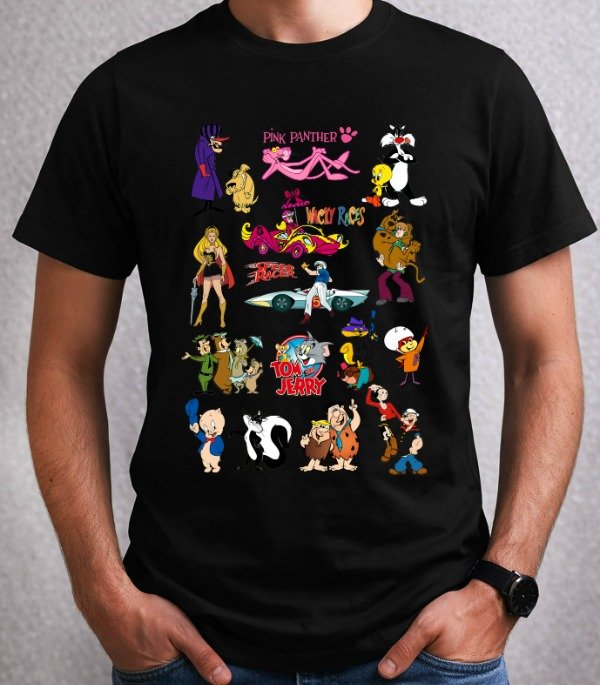 Producto - Remeras negras Unisex Personajes Retro - 1