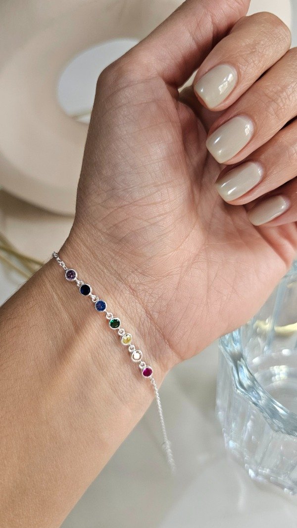 Producto - Pulsera cubic 7 chackras 17-20cm. Plata
