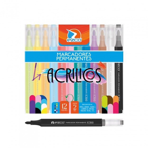 Producto - MARCADORES EZCO ACRILICOS PERMANENTES X 12