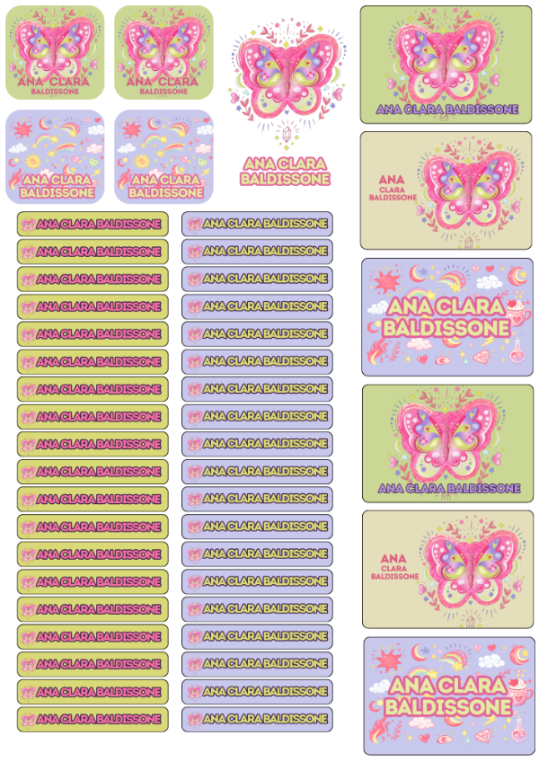 Producto - Mariposa Etiquetas Personalizadas escolares para lápices x24