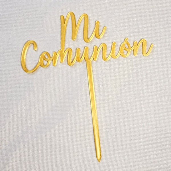Producto - Cake topper impresion 3D MI COMUNIÓN color dorado
