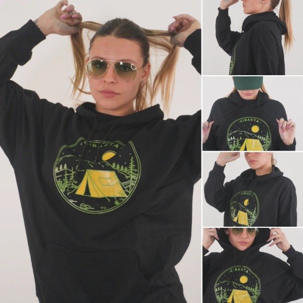 Producto - Canguro OVERSIZE Cibarta MOD CAMPING NEGRO algodon Rustico