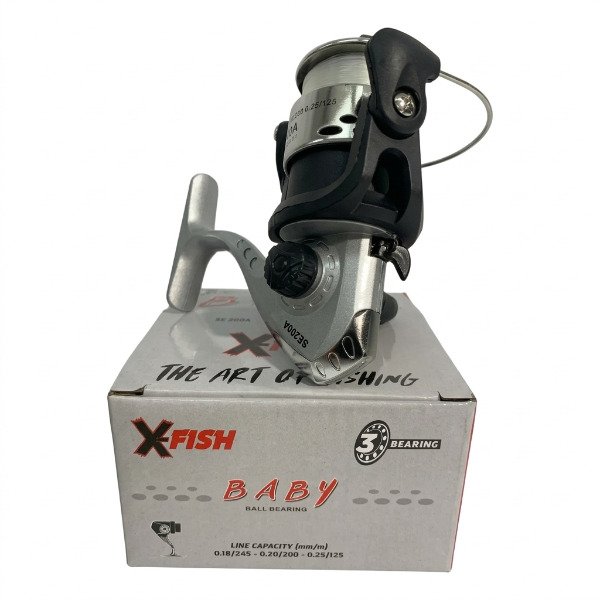 Producto - Reel Frontal Xfish Baby SE 200A 3 Rulemanes 4.5k Freno Color Gris y Negro - 3