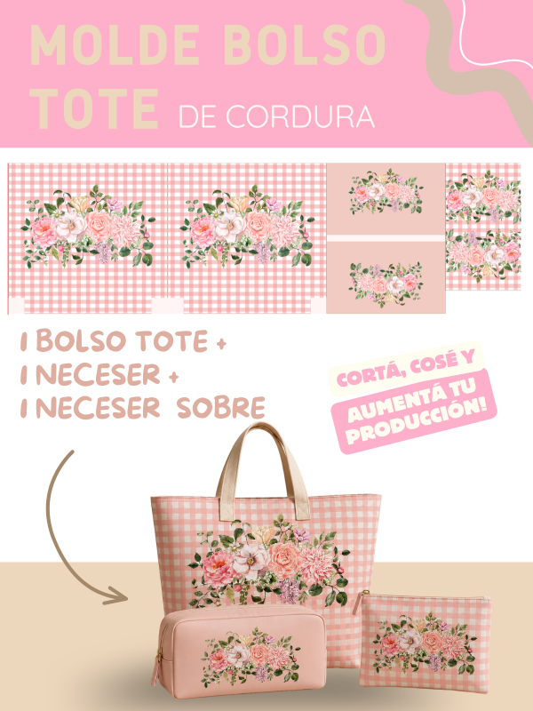 Producto - MOLDE BOLSO TOTE - ROSAS CUADRILLE