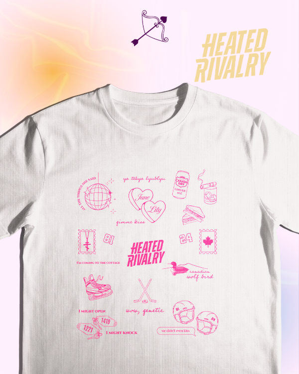 Producto - Collage de ilustraciones color rosa Heated Rivalry