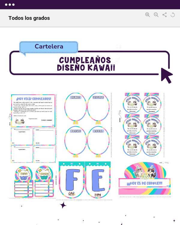 Producto - CARTELERA DE CUMPLES - DISEÑO KAWAII