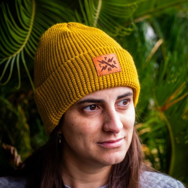 Producto - Gorro Waffle Rayo Mostaza