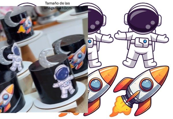 Producto - LAMINA ASTRONAUTA CON COHETE 10CM