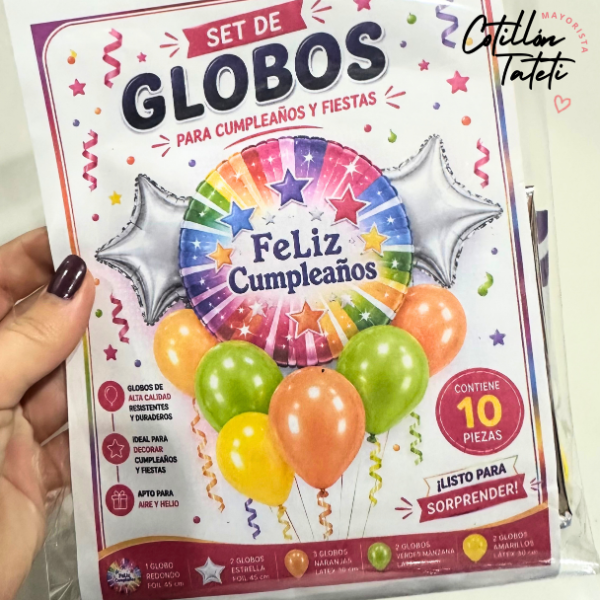Producto - SET GLOBOS - FELIZ CUMPLE MULTICOLOR