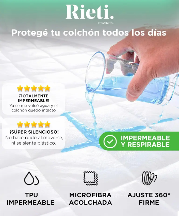 Producto - Cubre colchon King Size -200x200x31cm -microfibra -impermeable -TPU -white - 1