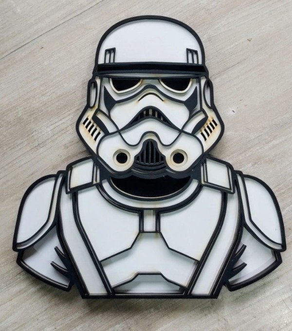 Producto - Cuadro Multicapa Busto Stormtrooper  Decoración Geek en Madera