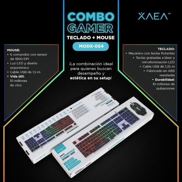 Producto - Combo gamer - Teclado+Mouse XAEA Lumenx - 0