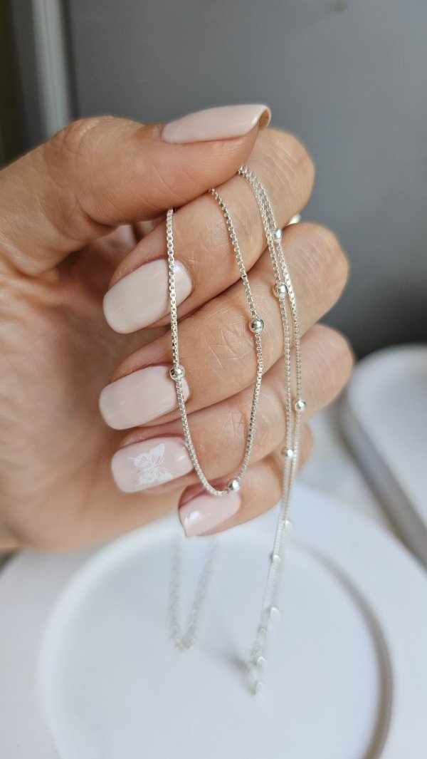 Producto - Cadena veneciana cuadrada con bolita 45cm.. Plata