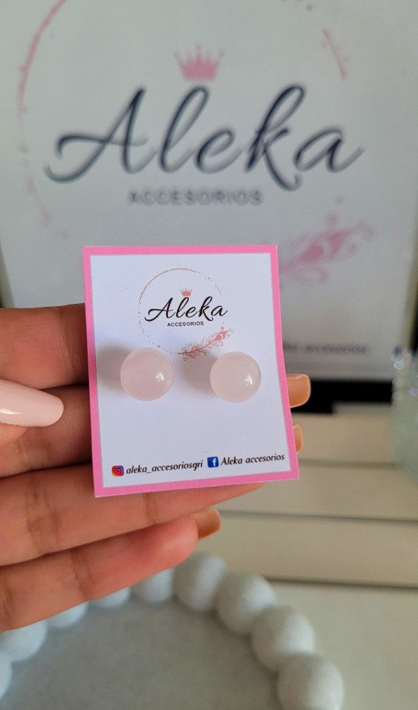 Producto - Aros pasantes piedra de cuarzo rosa