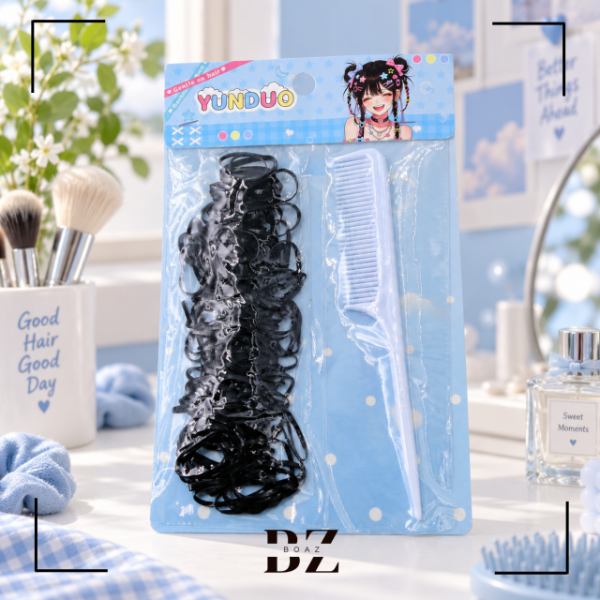 Producto - TERMINAL TRENZA Y PEINE X CARD NEGRO Y BLA Y NEGRO - 2142-1 - 2