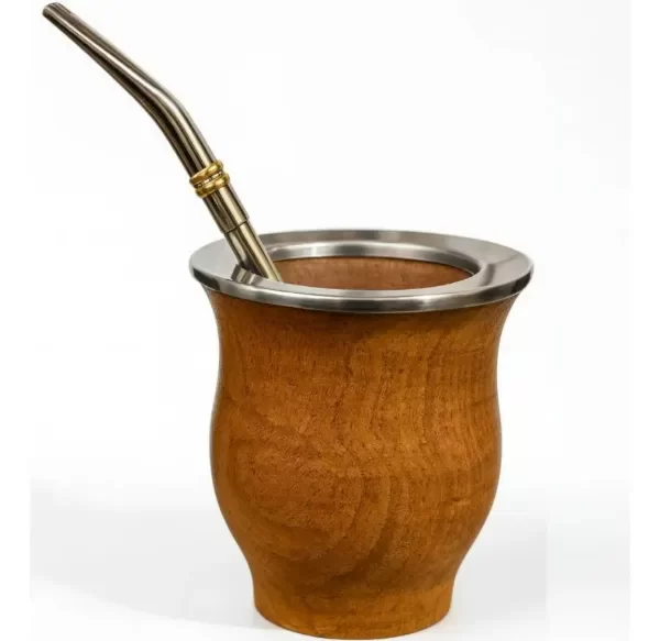 Producto - Mate Camionero Algarrobo Madera Acero + Bombilla