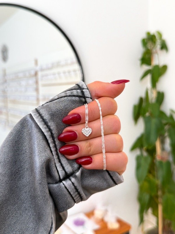 Producto - Cadenita plata 925 corazón cúbic puntitos