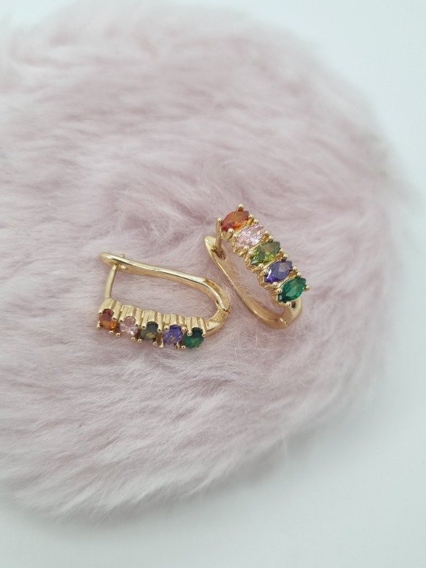 Producto - Aros acero dorado argollita strass gama colores rect