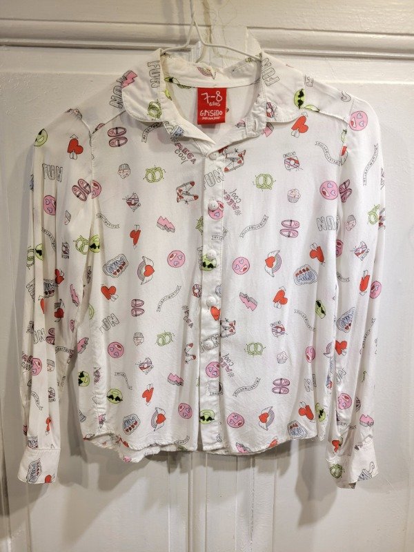 Producto - Camisa GRISINO blanca con dibujos Talle 7/8 años - PRECIO: 13X