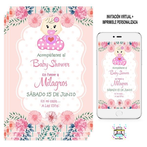 Producto - Tarjeta Invitación Baby Shower Digital Whatsapp Beba