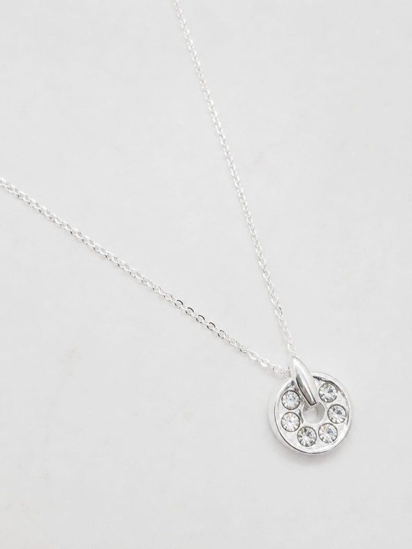 Producto - Cadena acero blanco fina dije rueda plana plat strass