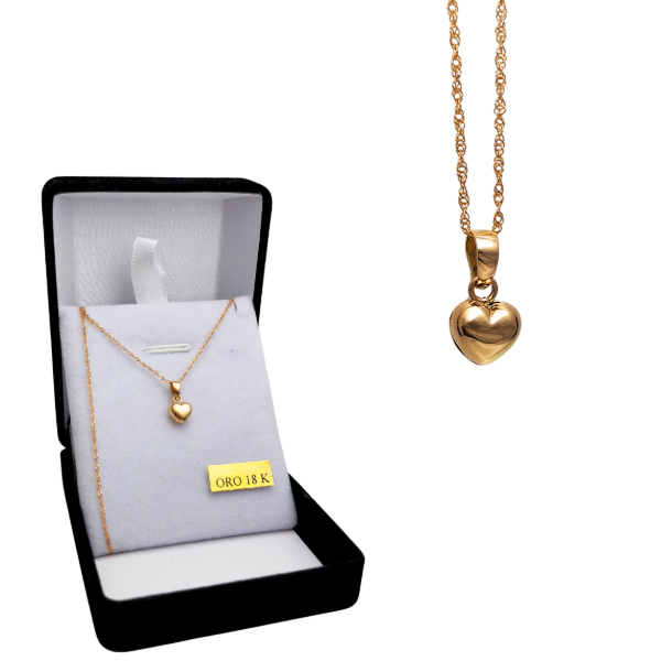 Producto - Conjunto Cadena y dije Corazón Inflado Oro 18kt - 0