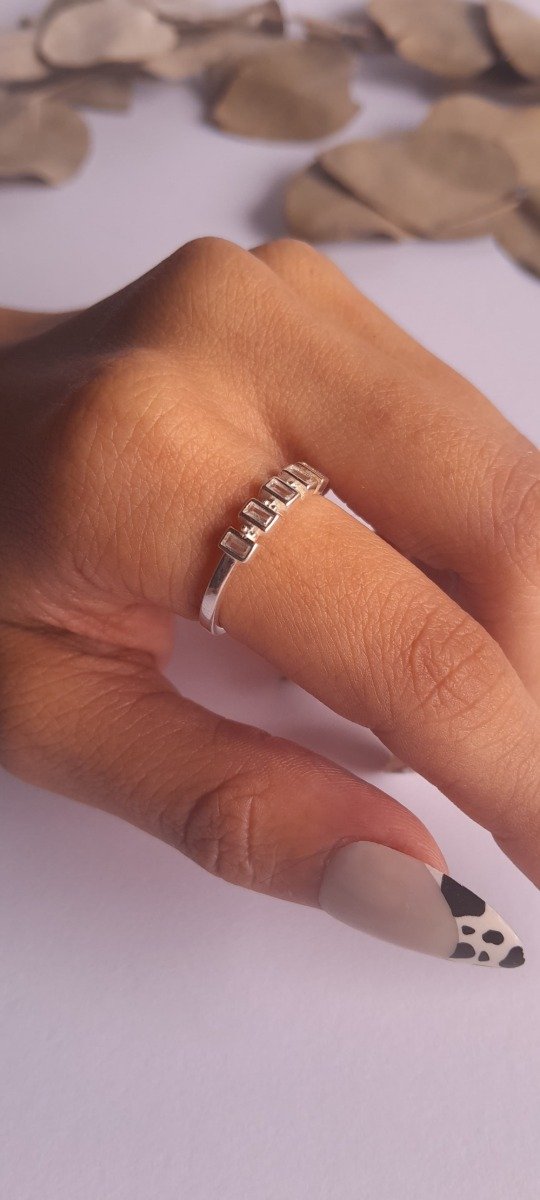 Producto - Anillo plata cubic cuadrados cinta separados