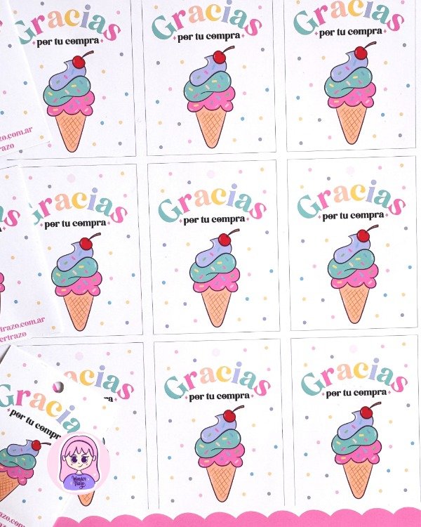 Producto - GRACIAS por tu compra diseño etiqueta HELADO con editable