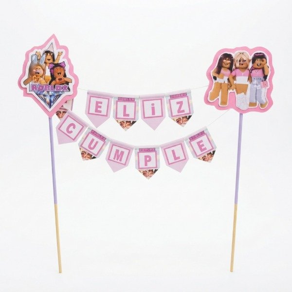 Producto - Topper banderin roblox rosa