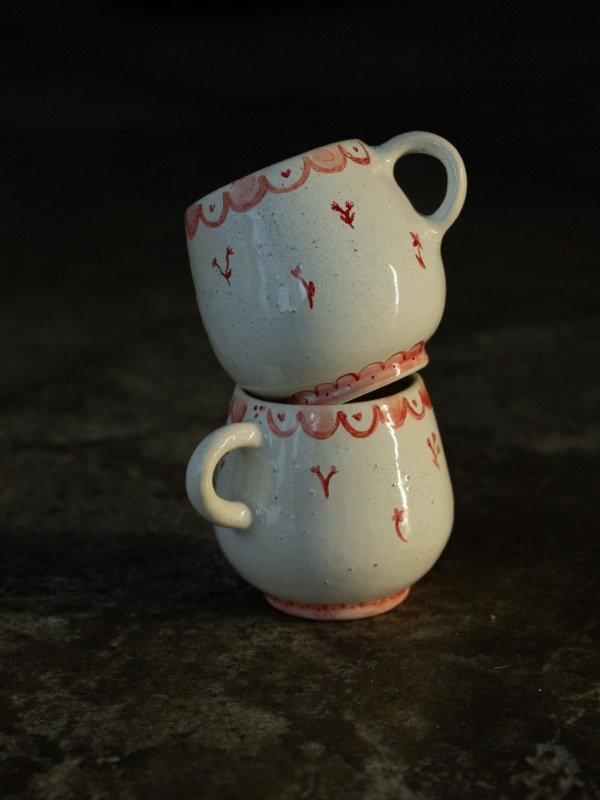 Producto - tazas mantelito rojo x2