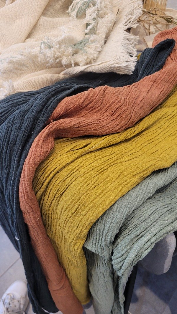 Producto - Camino de gasa arrugada de algodón 4 colores