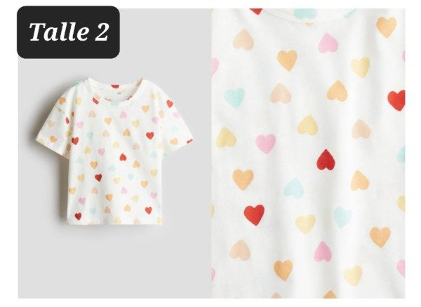 Remera manga corta HyM talle 2 corazones