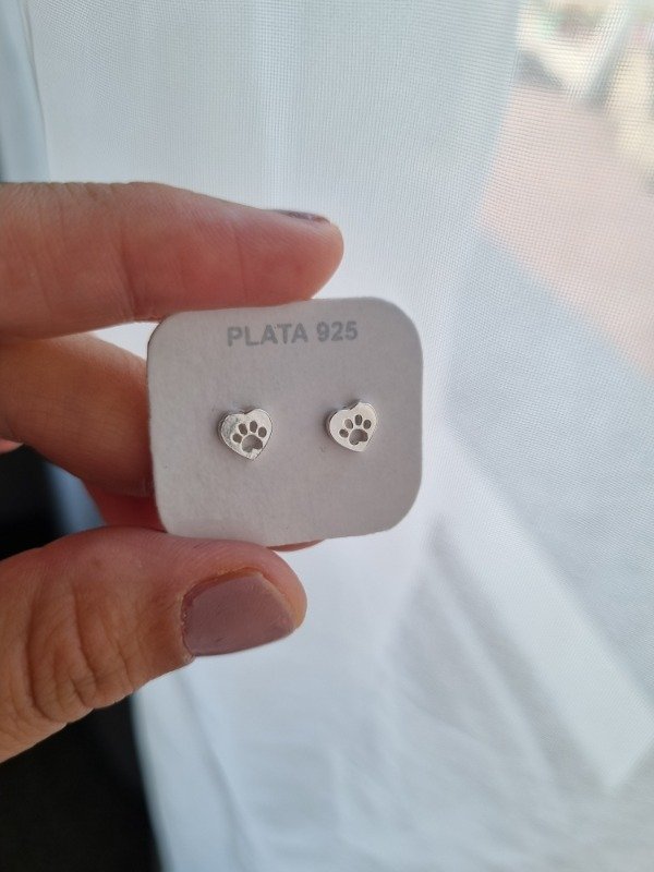 Producto - Aros pasantes corazon con huella calada plata 925