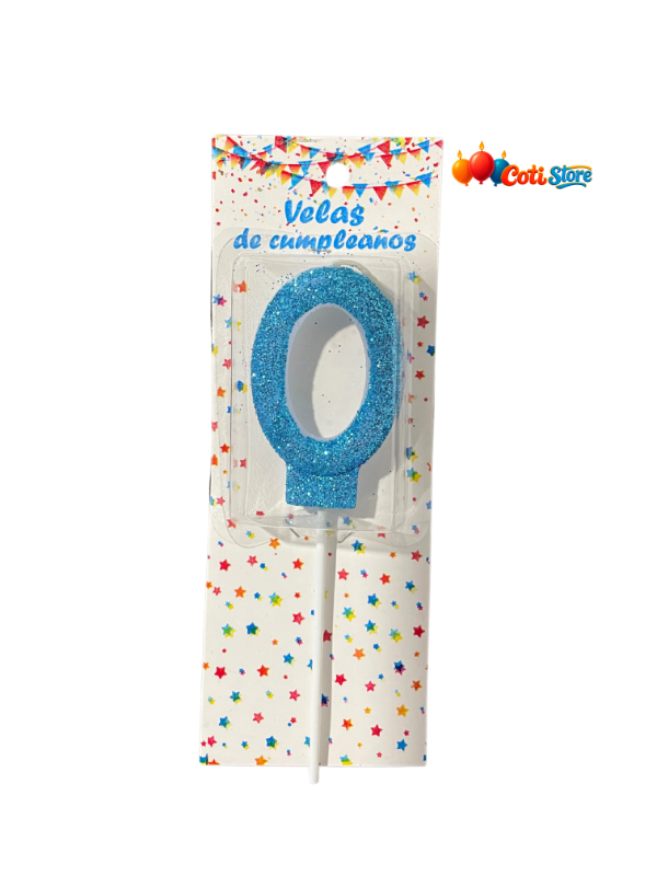 Producto - Vela Palito con Gibre Turquesa N0 paquete x6 Unidades