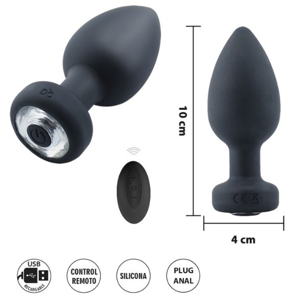 Producto - Plug anal con vibración y control remoto recargable Hydrus M