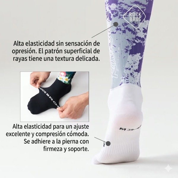 Producto - Medias de ciclista de compresión ROCKBROS, profesionales antideslizantes - 4