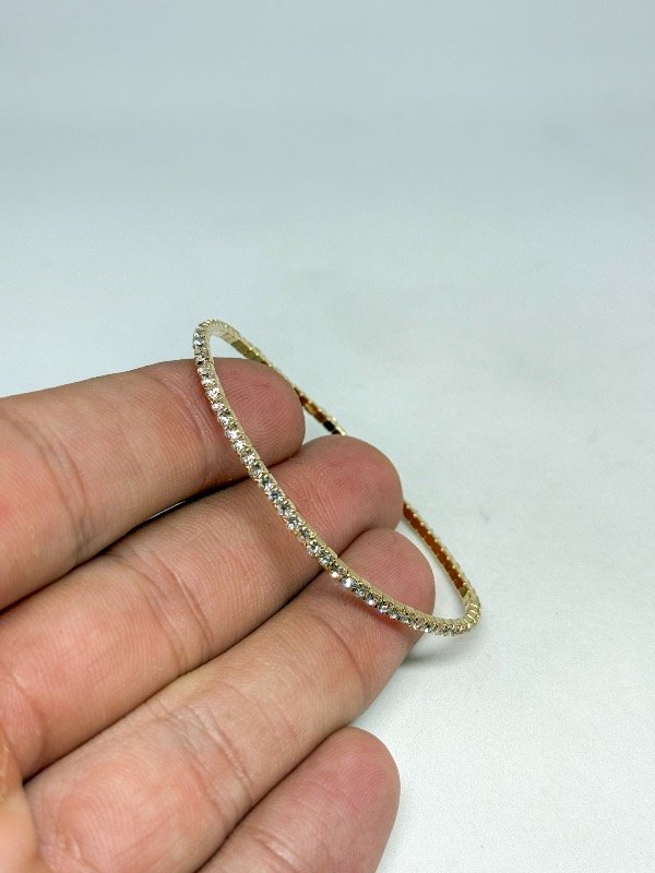 Producto - Pulsera elástica dorada strass blanco