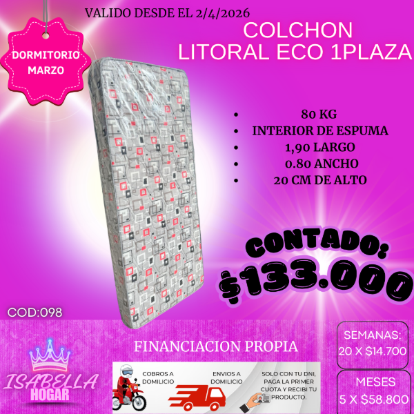 Producto - COLCHON LITORAL ECO 1 PLAZA