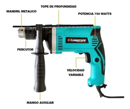 Producto - TALADRO PERCUTOR LUSQTOFF PROFESIONAL 750W 13MM (LTA750)