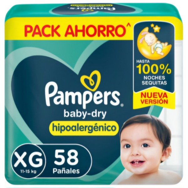 Producto - Pañales Pampers Babydry XG58
