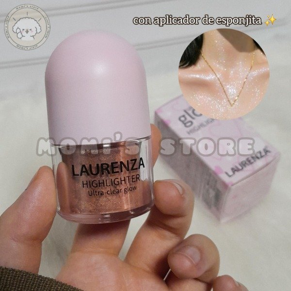 Producto - Iluminador en polvo con aplicador de esponjita Laurenza "Ultra-clear Glow"