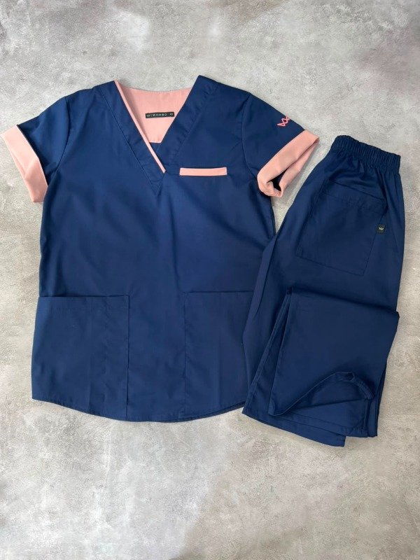 Producto - AMBO INDIGO SPANDEX (Azul detalle Rosa) - 0